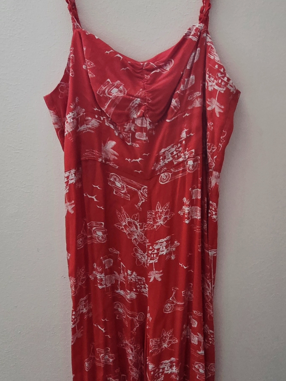 GB Gianni Bini Red $ White Jumpsuit W Scooter Print